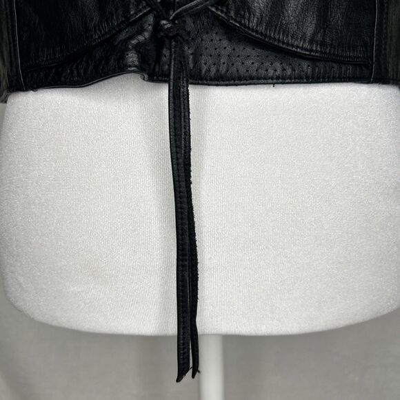 Harley Davidson Women's Leather Black Vest Lace Up Back - Picture 10 of 16